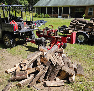 split firewood with a log splitter